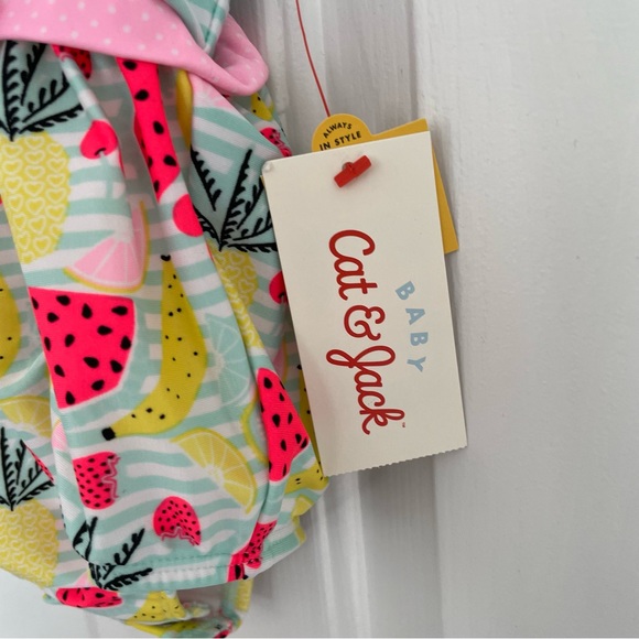 Cat & Jack Baby NWT Fruit And Stripe 1 Piece  Infant Swimsuit  3-6 Months - Picture 6 of 6